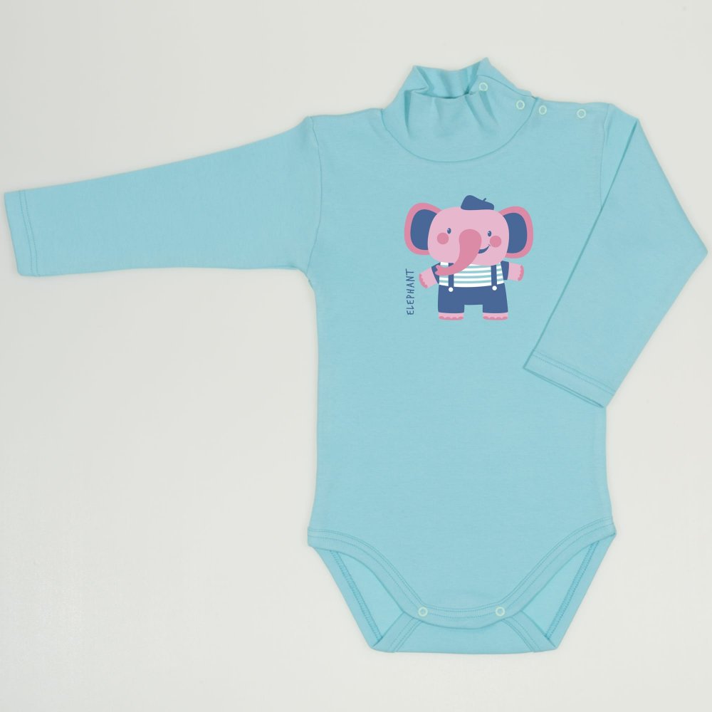 Blue radiance turtleneck bodysuit with elephant print | liloo