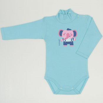 Blue radiance turtleneck bodysuit with elephant print | liloo