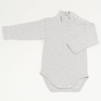 Gray organic cotton turtleneck bodysuit | liloo