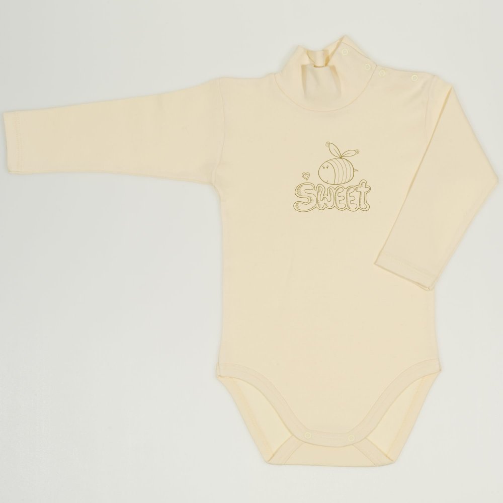 Vanilla custard turtleneck bodysuit with bee Sweet print | liloo