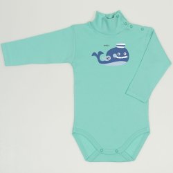 Cockatoo turtleneck bodysuit with whale print