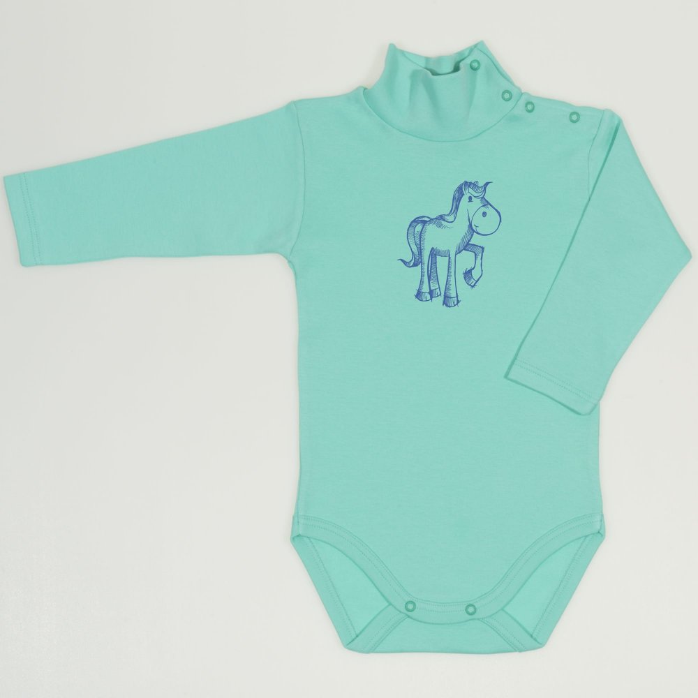 Cockatoo turtleneck bodysuit with horse print | liloo