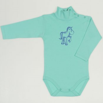 Cockatoo turtleneck bodysuit with horse print