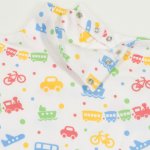 White turtleneck bodysuit with transport toys print | liloo