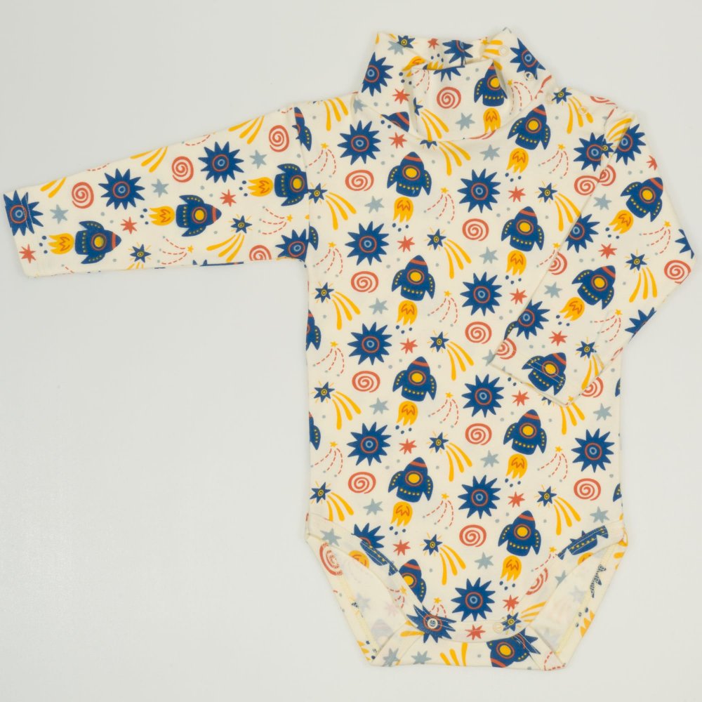 Turtleneck bodysuit with stars-rockets print | liloo