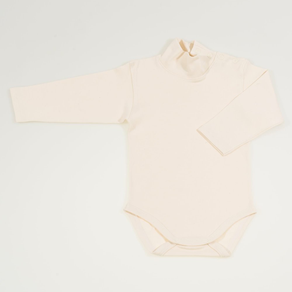 Natural cream organic cotton turtleneck bodysuit | liloo