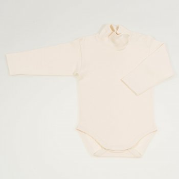 Natural cream organic cotton turtleneck bodysuit | liloo