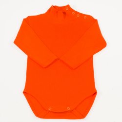 Orange organic cotton long sleeve turtleneck bodysuit