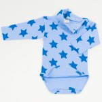 Blue turtleneck bodysuit with stars print - organic cotton | liloo