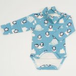 Aqua turtleneck bodysuit with penguins print - organic cotton | liloo