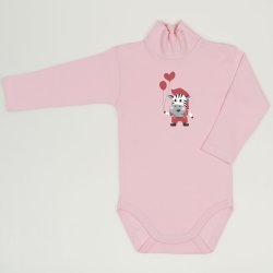Body maneca lunga tip helanca (maleta) orchid pink imprimeu colorat zebra cu baloane