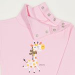 Body maneca lunga tip helanca (maleta) roz imprimeu colorat girafa | liloo