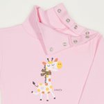 Pink turtleneck bodysuit with coloured giraffe print | liloo