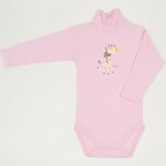 Pink turtleneck bodysuit with coloured giraffe print | liloo