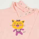 Salmon turtleneck bodysuit with coloured cool cat print | liloo