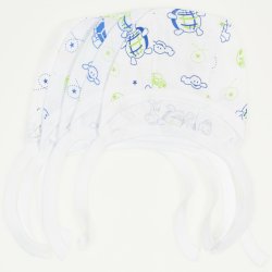 White baby bonnet with turtles print - set of 5 pieces