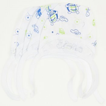 White baby bonnet with turtles print - set of 5 pieces | liloo