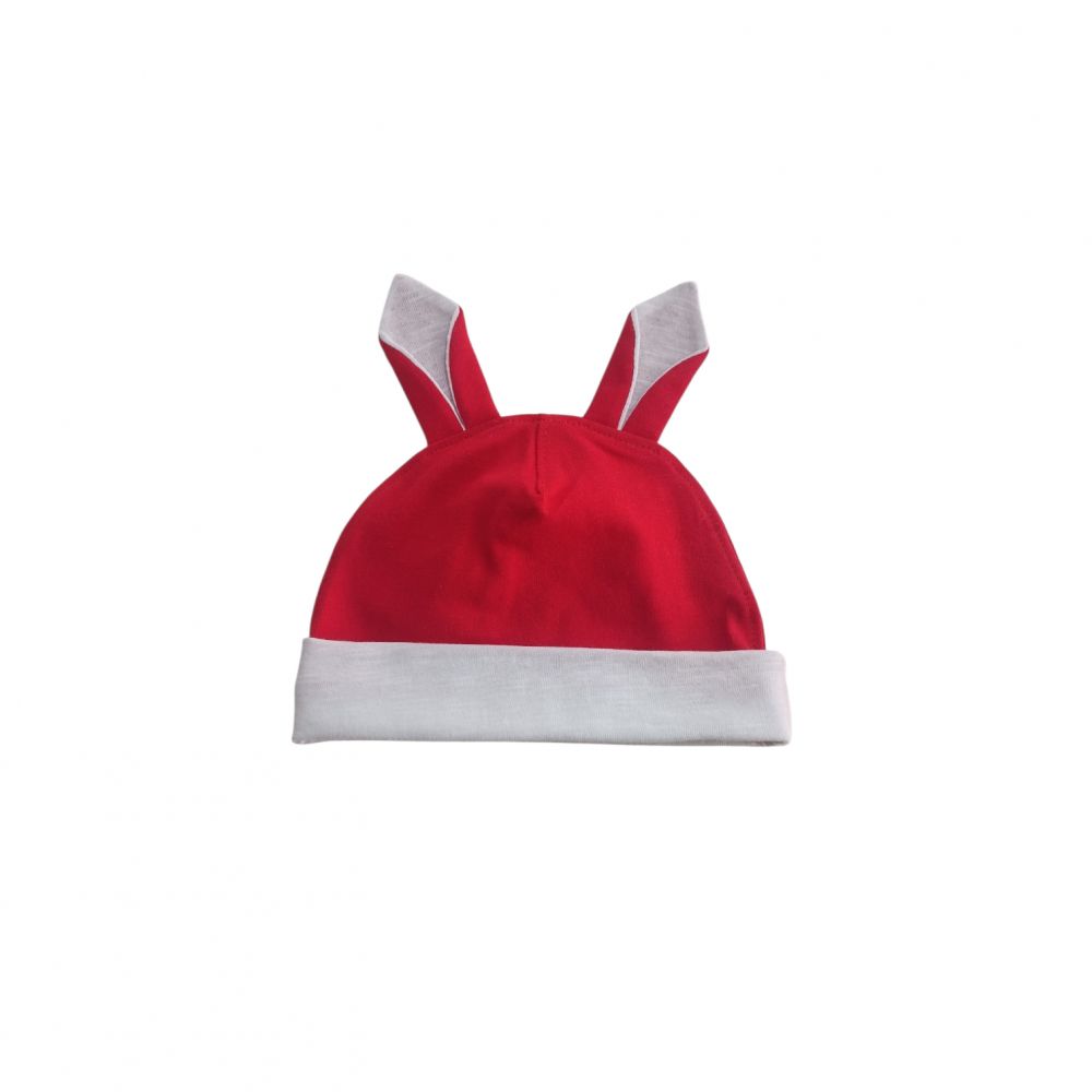 Căciuliță roșie cu urechi de iepuraș bumbac organic| liloo