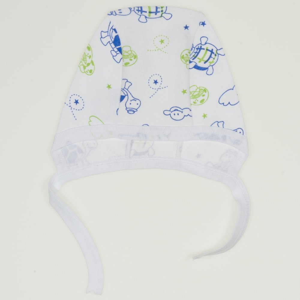 White baby bonnet with turtles print | liloo