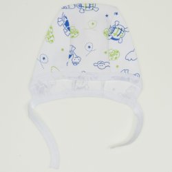 White baby bonnet with turtles print
