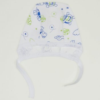 White baby bonnet with turtles print | liloo