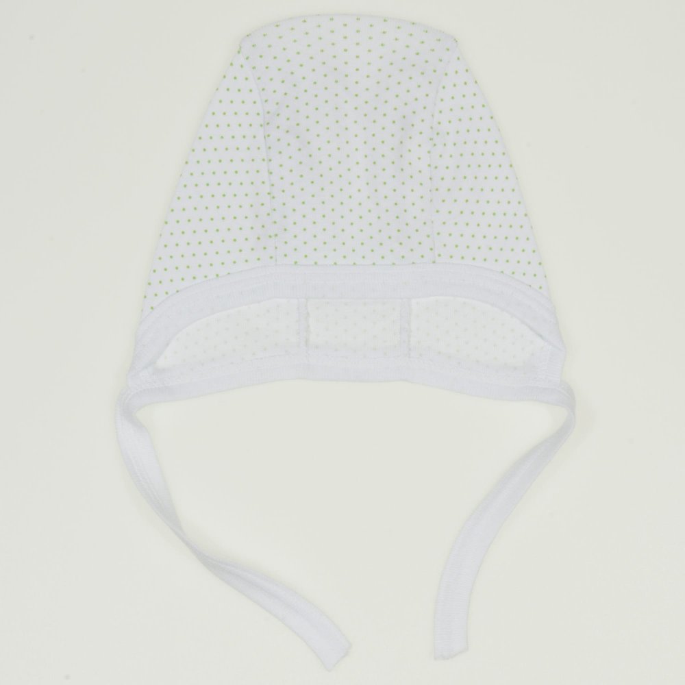 White with green dots baby bonnet | liloo