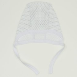 White with green dots baby bonnet