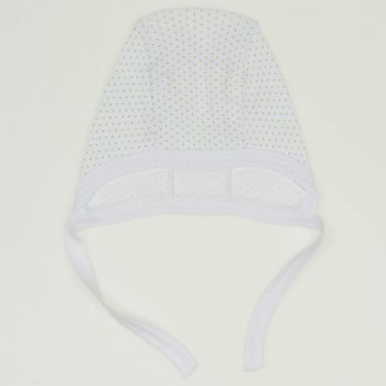 White with green dots baby bonnet