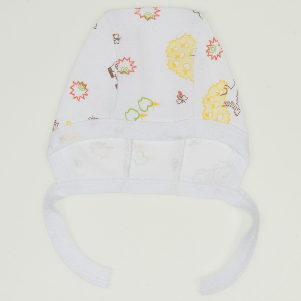 White baby bonnet with animals print  | liloo