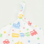  White baby hat with tassel with transport toys print | liloo