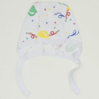 White baby bonnet with balloons print | liloo