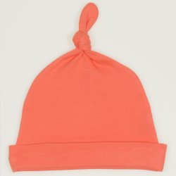 Salmon living coral baby hat with tassel