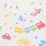 White baby hat with toy ears with transport toys print  | liloo