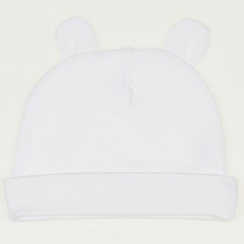 White baby hat with toy ears