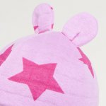 Pink organic cotton baby hat with toy ears with stars print | liloo