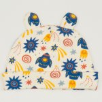 Baby hat with toy ears with stars-rockets print | liloo