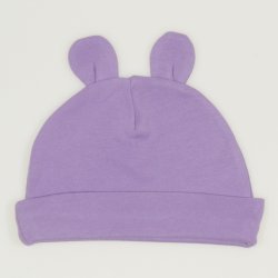 Mauve baby hat with toy ears