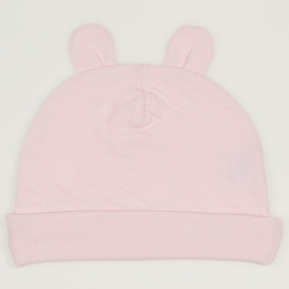 Pink baby hat with toy ears - premium multilayer material with model | liloo