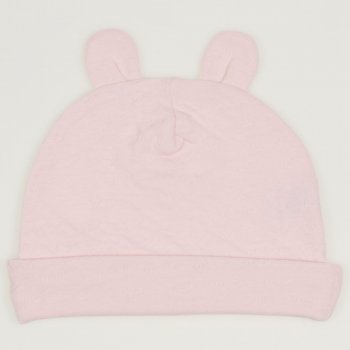 Pink baby hat with toy ears - premium multilayer material with model | liloo