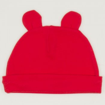 Red tomato baby hat with toy ears