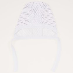 White with purple dots baby bonnet
