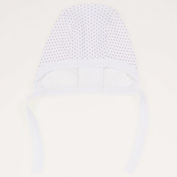 White with purple dots baby bonnet