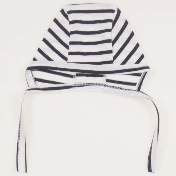 White baby bonnet with black stripes | liloo