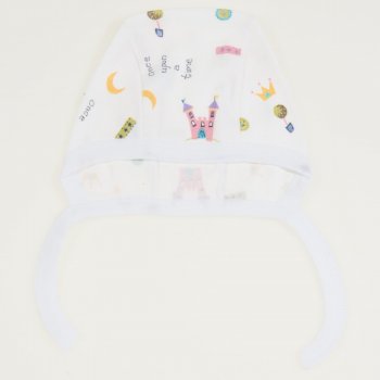 White baby bonnet with castle print | liloo