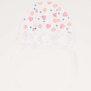 White baby bonnet with flowers and heart print | liloo