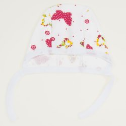 White baby bonnet with flyers print