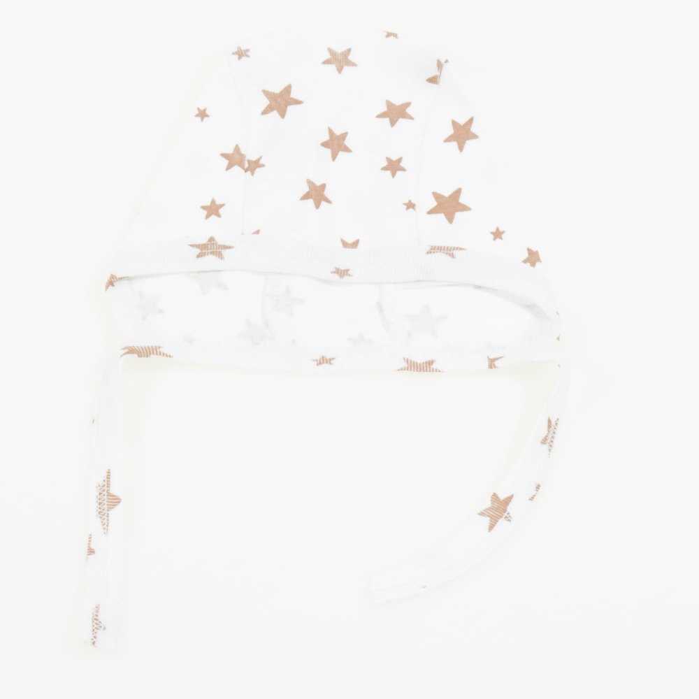 White beanie hat with brown stars pattern | liloo