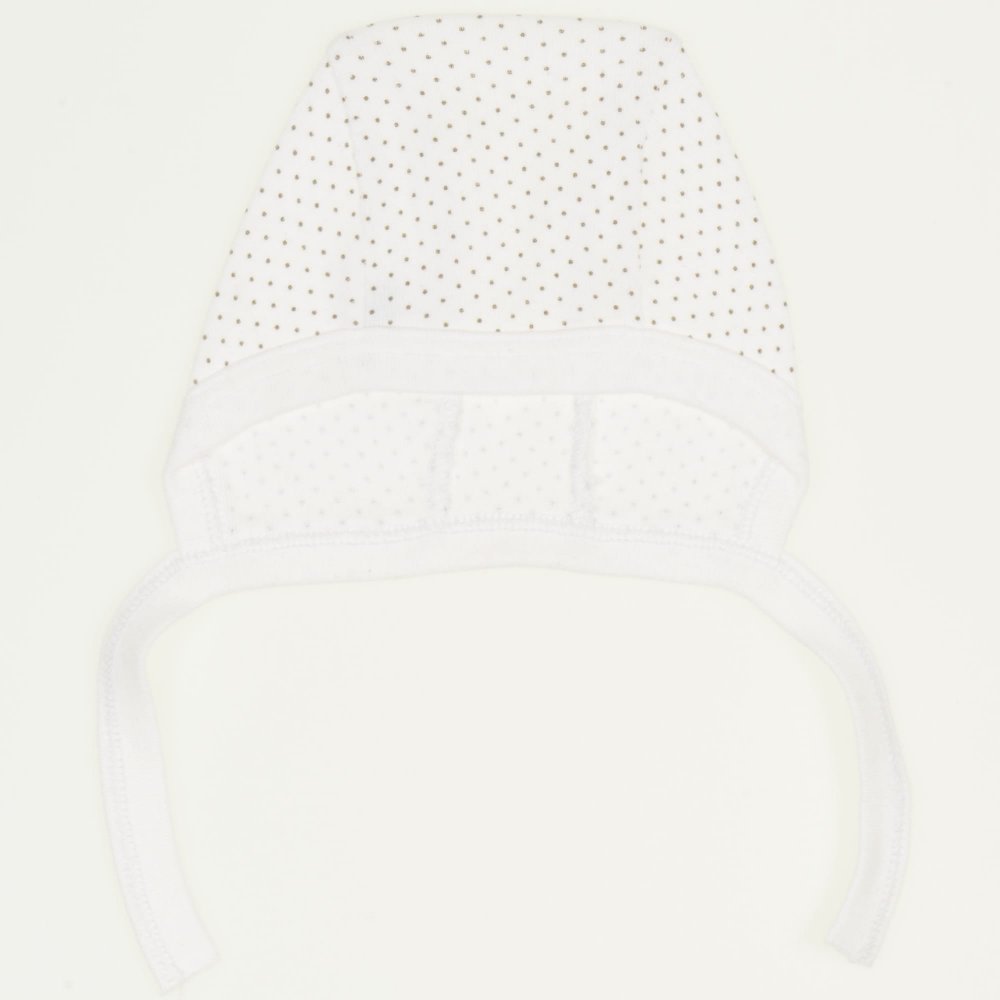 Cream with brown dots baby bonnet | liloo