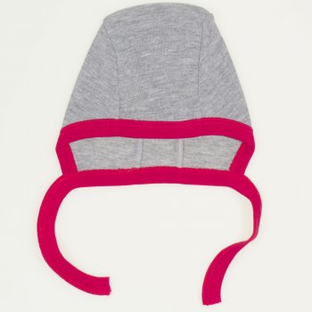 Grey and red baby bonnet