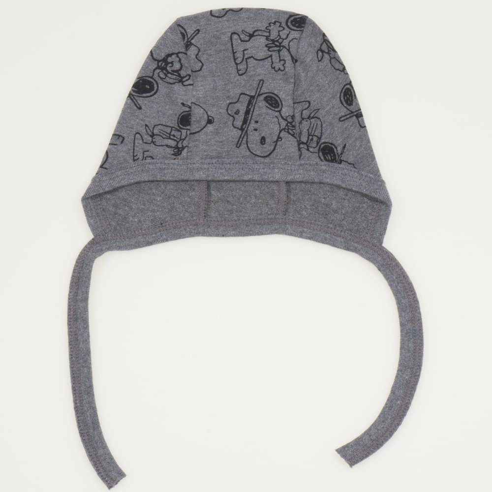 Dark grey baby bonnet with dog print | liloo